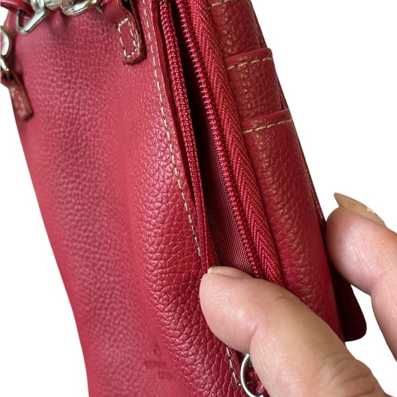 Buxton Genuine Leather Crossbody Mini Bag Wallet Purse Red Removable strap NWT - Picture 6 of 9